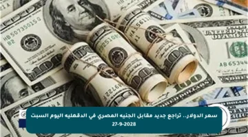 سعر الدولار.. تراجع جديد مقابل الجنيه المصري في الدقهلية اليوم السبت 27-9-2028